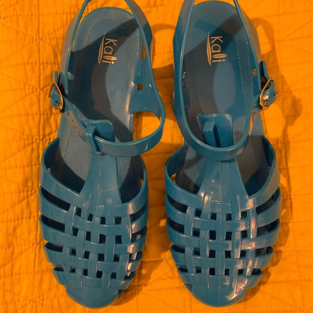 Blue jelly sandals